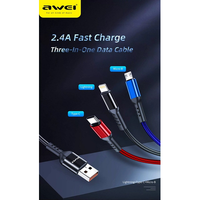 Καλώδιο φόρτισης & data 3in1 - Fast Charge - CL-971 - 1.2m - AWEI - 022170