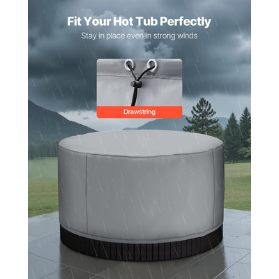 Κάλυμμα Υδρομασάζ VEVOR Στρογγυλό 2000 x 850 mm Ανθεκτικό στις καιρικές συνθήκες και στο νερό, γκρι