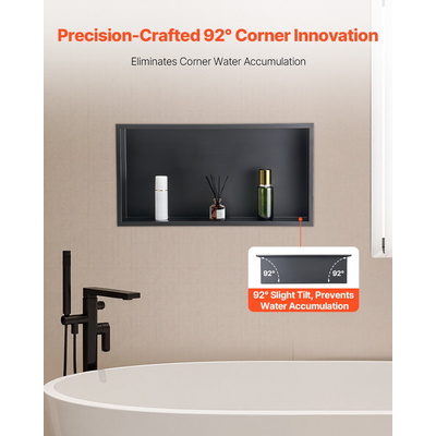 Θέση ντους VEVOR 33.0x63.5x10.2cm Εντοιχιζόμενο ράφι από ανοξείδωτο ατσάλι