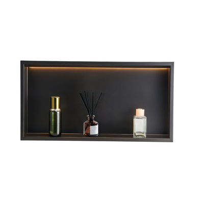 Θέση ντους VEVOR 33,0x63,5x10,2 cm Εντοιχιζόμενο ράφι με ταινία LED από ανοξείδωτο ατσάλι