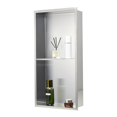 Θέση ντους VEVOR 33,0 x 63,5 x 10,2 cm Εντοιχιζόμενο ράφι τοίχου από ανοξείδωτο ατσάλι, ασημί
