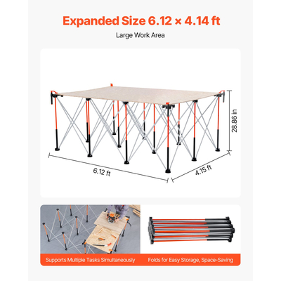 Φορητή πτυσσόμενη βάση εργασίας VEVOR 1865 x 1261 mm Πτυσσόμενη βάση εργασίας 2041 kg