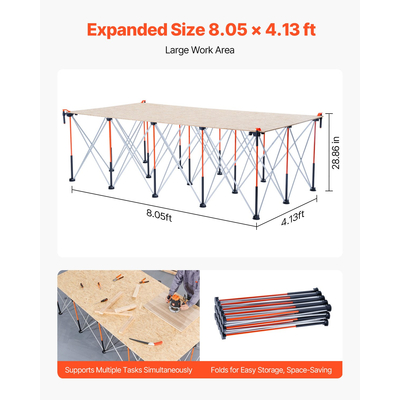 Φορητή πτυσσόμενη βάση εργασίας VEVOR 2455 x 1260 mm Πτυσσόμενη βάση εργασίας 2724 kg