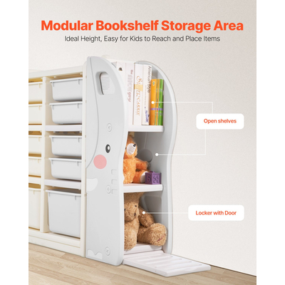 VEVOR Αποθήκευση παιχνιδιών 4 επιπέδων για παιδιά με 10 πλαστικούς κινητούς κάδους σε σχήμα ελέφαντα