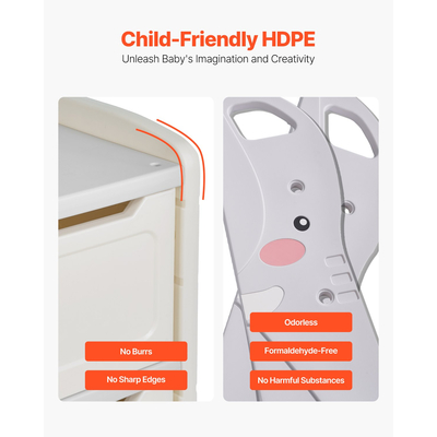 VEVOR Αποθήκευση παιχνιδιών 4 επιπέδων για παιδιά με 10 πλαστικούς κινητούς κάδους σε σχήμα ελέφαντα