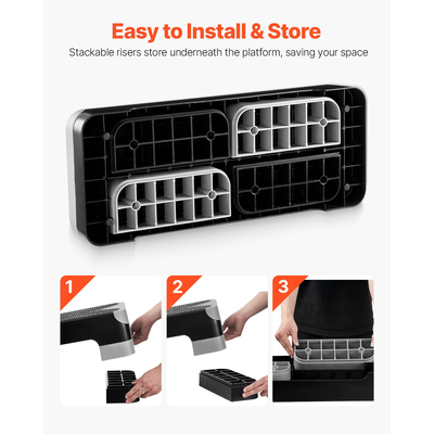 VEVOR Αερόβια πλατφόρμα άσκησης με ρυθμιζόμενο stepper 4 ανυψωτήρες γκρι