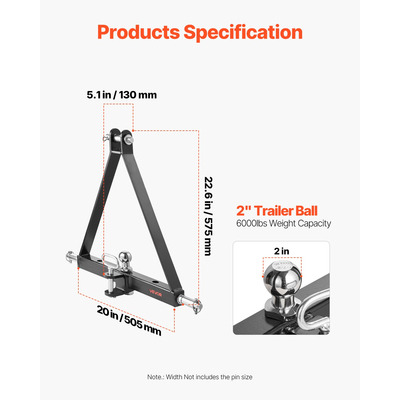 VEVOR Δέκτης ρυμούλκησης 3 σημείων 2" Προσαρμογέας γρήγορης ζεύξης Χωρητικότητα 6000 λίβρες