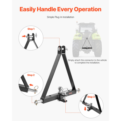 VEVOR Δέκτης ρυμούλκησης 3 σημείων 2" Προσαρμογέας γρήγορης ζεύξης Χωρητικότητα 6000 λίβρες
