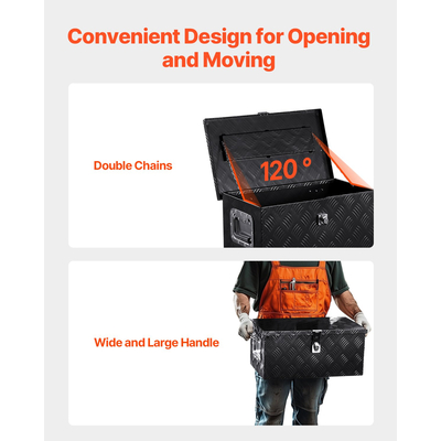 VEVOR 20"x12"x9,5" βαρέως τύπου κουτί εργαλείων αλουμινίου για φορτηγό Pickup RV, μαύρο