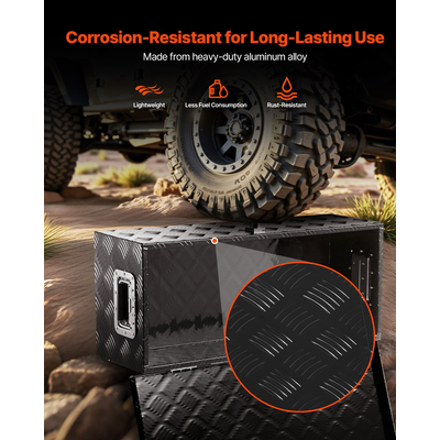 VEVOR 30"x13"x9,6" βαρέως τύπου κουτί εργαλείων αλουμινίου για φορτηγό Pickup RV, μαύρο