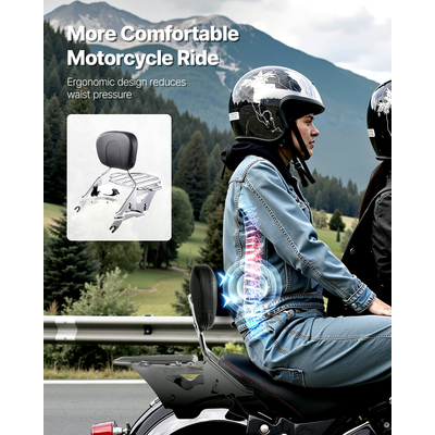 VEVOR Πλάτη Μοτοσικλέτας Sissy Bar με Σχάρα Αποσκευών Harley-Davidson Touring