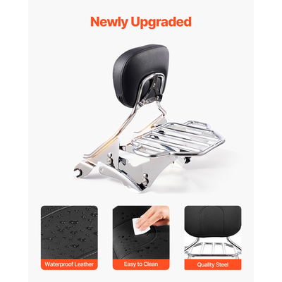 VEVOR Πλάτη Μοτοσικλέτας Sissy Bar με Σχάρα Αποσκευών Harley-Davidson Touring