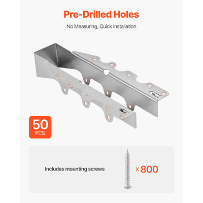 Κρεμάστρα δοκού VEVOR με δυνατότητα τοποθέτησης στο πρόσωπο, εσωτερικό μέγεθος 1,57x1,50x7,83 ίντσες / 40x38x199 mm, 50 τεμάχια