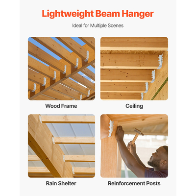 Κρεμάστρα δοκού VEVOR με δυνατότητα τοποθέτησης στο πρόσωπο, εσωτερικό μέγεθος 1,57x1,50x7,83 ίντσες / 40x38x199 mm, 50 τεμάχια