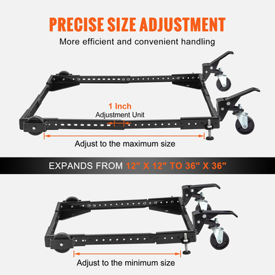 Κινητή βάση VEVOR, χωρητικότητα βάρους 500 λίβρες, Ρυθμιζόμενη από 12" x 12" έως 36" x 36", Βάση κινητής βάσης γενικής χρήσης βαρέως τύπου με περιστρεφόμενους τροχούς, για εξοπλισμό επεξεργασίας ξύλου, πριονοκορδέλα, ηλεκτρικά εργαλεία, μηχανές