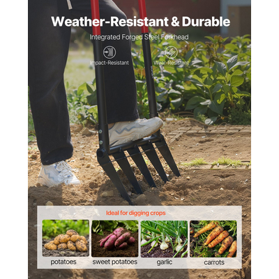 VEVOR 5 φαρδιά πιρούνια κήπου με 5 δόντια, πιρούνι σε σχήμα U για κηπουρική, φτυάρισμα