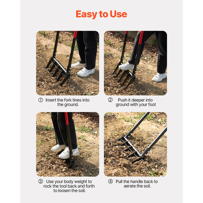 VEVOR 5 φαρδιά πιρούνια κήπου με 5 δόντια, πιρούνι σε σχήμα U για κηπουρική, φτυάρισμα