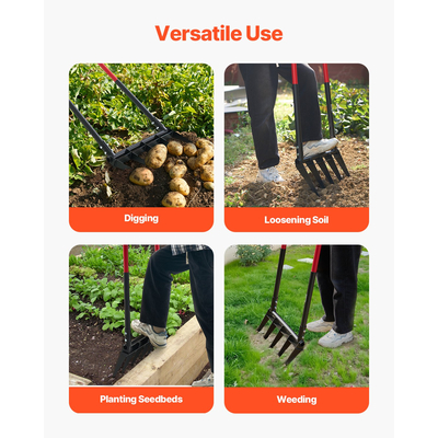 VEVOR 5 φαρδιά πιρούνια κήπου με 5 δόντια, πιρούνι σε σχήμα U για κηπουρική, φτυάρισμα