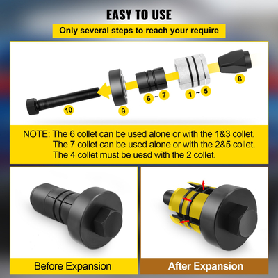 Κιτ φορείου σωλήνων VEVOR, κιτ φορείου σωλήνα εξάτμισης 1-5/8" έως 4-1/4", Κιτ διαστολής σωλήνα εξάτμισης για σωλήνα ουράς, Εργαλείο διαστολής σωλήνα εξάτμισης με θήκη αποθήκευσης, 7 τμχ Διαστολέας σωλήνων, φορείο εξάτμισης