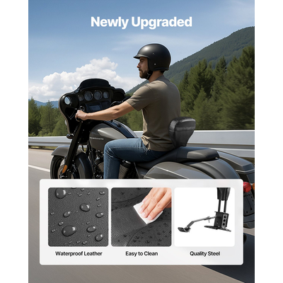 VEVOR Πλάτη αναβάτη μοτοσικλέτας Sissy Bar για μοντέλα Harley Touring 2009-2024