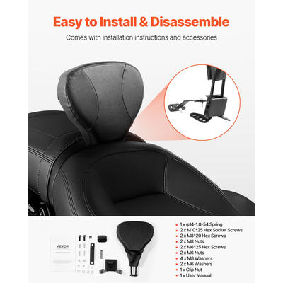 VEVOR Πλάτη αναβάτη μοτοσικλέτας Sissy Bar για μοντέλα Harley Touring 2009-2024