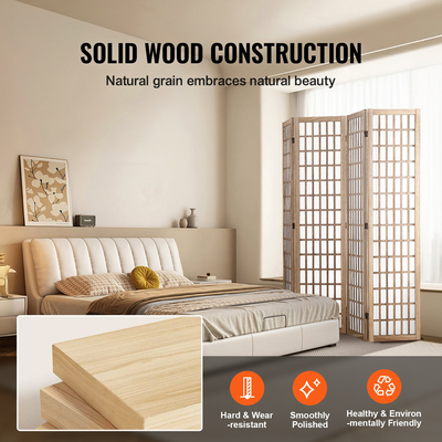 Διαχωριστικό Δωματίου VEVOR Ιαπωνικό Διαχωριστικό Τοίχου 4 Τζαμιών για Διαχωρισμό Δωματίου (Φυσικό)