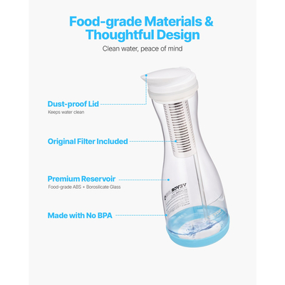 Κανάτα φίλτρου νερού VEVOR, γυάλινη κανάτα φιλτραρίσματος νερού 6 φλιτζανιών, 211 γαλόνια