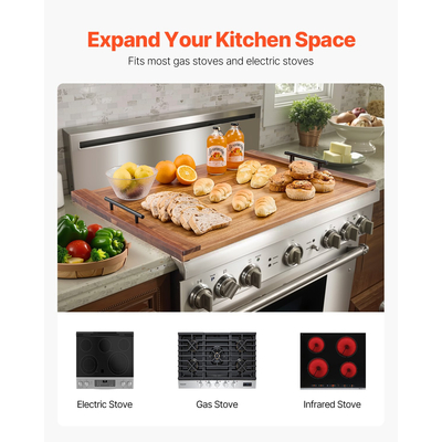 Κάλυμμα κουζίνας VEVOR από ξύλο ακακίας, ηλεκτρική κουζίνα αερίου