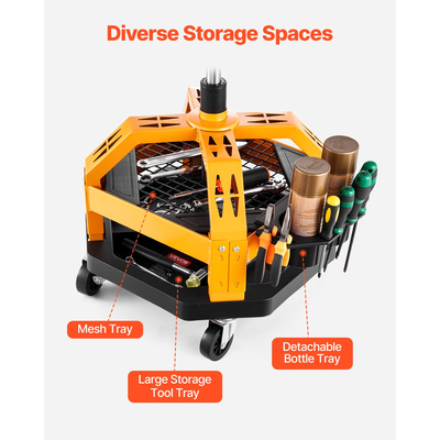 Σκαμπό VEVOR Rolling Shop βαρέως τύπου, κάθισμα γκαράζ, φορτίο 130 κιλών με ροδάκια