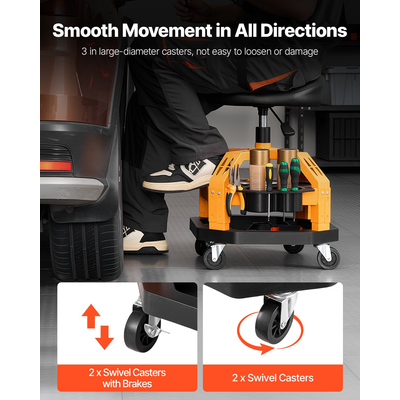 Σκαμπό VEVOR Rolling Shop βαρέως τύπου, κάθισμα γκαράζ, φορτίο 130 κιλών με ροδάκια