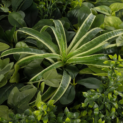 GloboStar® Artificial Garden VARIOUS PLANTS ROUND WALL DISC 20689 Τεχνητό Διακοσμητικό Στρογγυλό Πάνελ Φυλλωσιάς - Κάθετος Κήπος Μιξ Μ70 x Π70 x Υ15cm