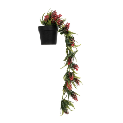 GloboStar® Artificial Garden HANGING RED PINE CONE 20869 Τεχνητό Κρεμαστό Διακοσμητικό Φυτό Κόκκινο Κουκουνάρι Μ17 x Π17 x Υ50cm