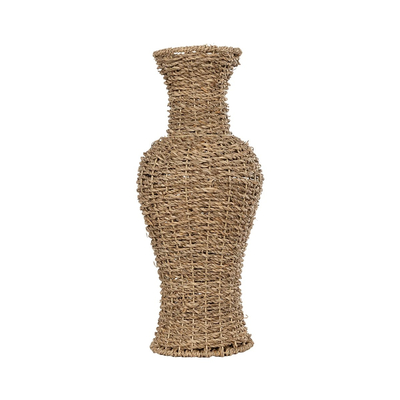 GloboStar® Artificial Garden TEXAS 21238 Διακοσμητικό Πλεκτό Καλάθι - Κασπώ Γλάστρα - Flower Pot Μπεζ Μ20 x Π20 x Υ43cm