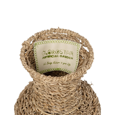 GloboStar® Artificial Garden TEXAS 21238 Διακοσμητικό Πλεκτό Καλάθι - Κασπώ Γλάστρα - Flower Pot Μπεζ Μ20 x Π20 x Υ43cm