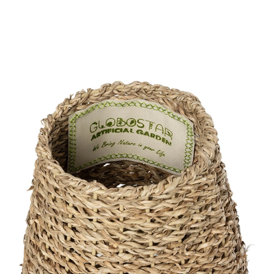 GloboStar® Artificial Garden FRANCISCO 21240 Διακοσμητικό Πλεκτό Καλάθι - Κασπώ Γλάστρα - Flower Pot Μπεζ Μ20 x Π20 x Υ41cm