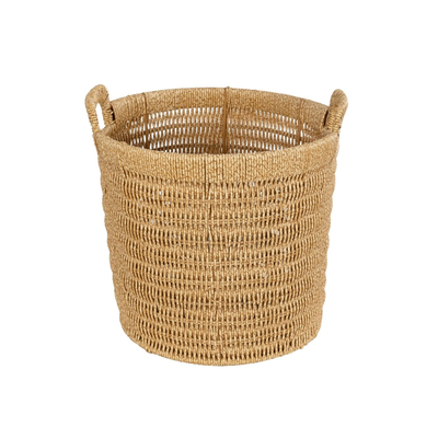 GloboStar® Artificial Garden BARBADOS 21499 Διακοσμητικό Πλεκτό Καλάθι - Κασπώ Γλάστρα - Flower Pot Μπεζ Μ28 x Π28 x Υ26cm