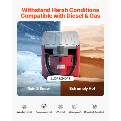 Φορητή δεξαμενή καυσίμου VEVOR Diesel 58 γαλόνια Δεξαμενή βενζίνης 12V Αντλία μεταφοράς 10GPM