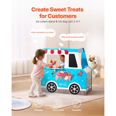 VEVOR Ξύλινο σετ παιχνιδιού με παγωτατζίδικο, βάση παιχνιδιού για παιδιά ηλικίας 3-7 ετών
