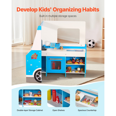 VEVOR Ξύλινο σετ παιχνιδιού με παγωτατζίδικο, βάση παιχνιδιού για παιδιά ηλικίας 3-7 ετών