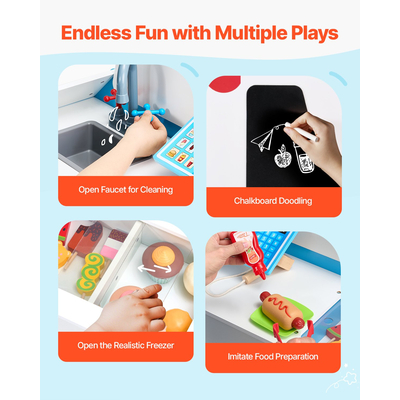 VEVOR Ξύλινο σετ παιχνιδιού με παγωτατζίδικο, βάση παιχνιδιού για παιδιά ηλικίας 3-7 ετών