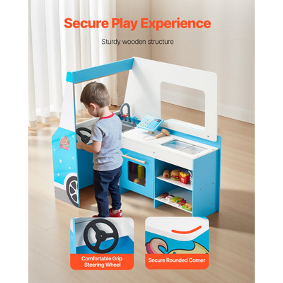 VEVOR Ξύλινο σετ παιχνιδιού με παγωτατζίδικο, βάση παιχνιδιού για παιδιά ηλικίας 3-7 ετών