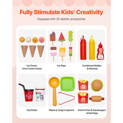 Παιδικό καρότσι παγωτού VEVOR Παιχνίδι προσποίησης Κατάστημα παγωτού για παιδιά ηλικίας 3-7 ετών