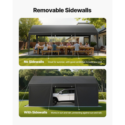 Στέγαστρο αυτοκινήτου VEVOR 12x20FT βαρέως τύπου με πλαϊνά τοιχώματα γκρι
