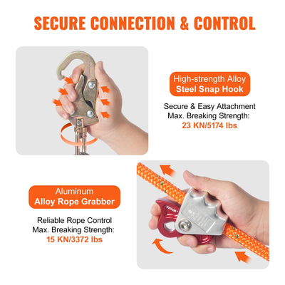 VEVOR 12,7 χιλ. Ατσάλινο σχοινί Flipline 10ft (3m) για προστασία από πτώσεις