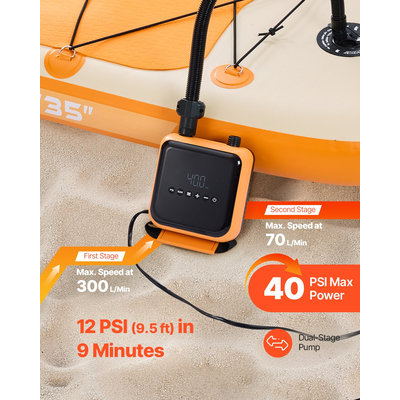 Αντλία VEVOR Paddle Board Αντλία αέρα SUP 40PSI με αυτόματη απενεργοποίηση για φουσκωτά σκάφη