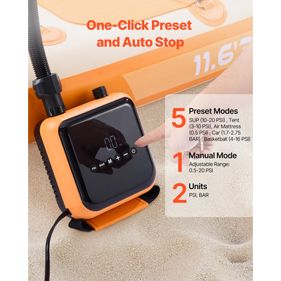 Αντλία VEVOR Paddle Board Αντλία αέρα SUP 40PSI με αυτόματη απενεργοποίηση για φουσκωτά σκάφη