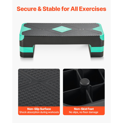 VEVOR Αερόβια πλατφόρμα άσκησης με ρυθμιζόμενο stepper 4 ανυψωτήρες, πράσινο