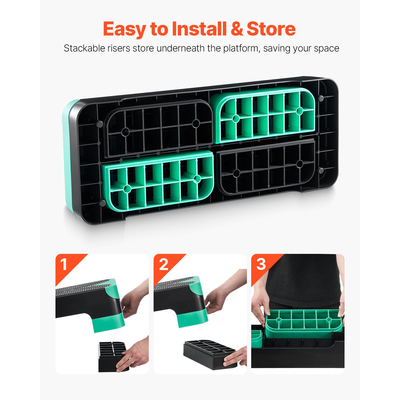 VEVOR Αερόβια πλατφόρμα άσκησης με ρυθμιζόμενο stepper 4 ανυψωτήρες, πράσινο