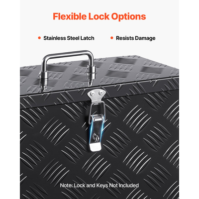 VEVOR 16"x7,5"x10" βαρέως τύπου κουτί εργαλείων αλουμινίου για φορτηγό Pickup RV, μαύρο
