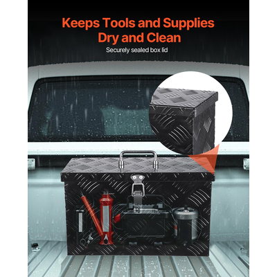 VEVOR 16"x7,5"x10" βαρέως τύπου κουτί εργαλείων αλουμινίου για φορτηγό Pickup RV, μαύρο